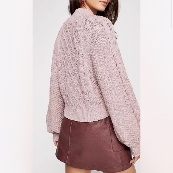 Free People Parfait Pullover Diamond Pattern Turtleneck Dolman Sleeve - Picture 2 of 2